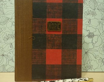 Cuaderno rústico de cuadros escoceses de búfalo encuadernado a mano