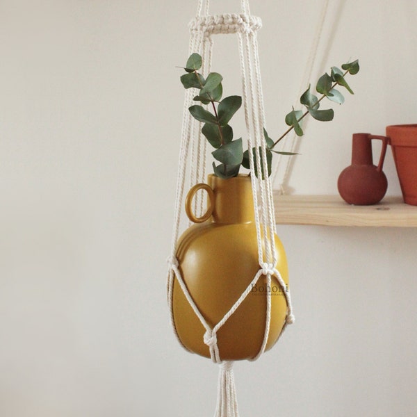 Suspension moderne pour plante, en macramé, décoration écoresponsable