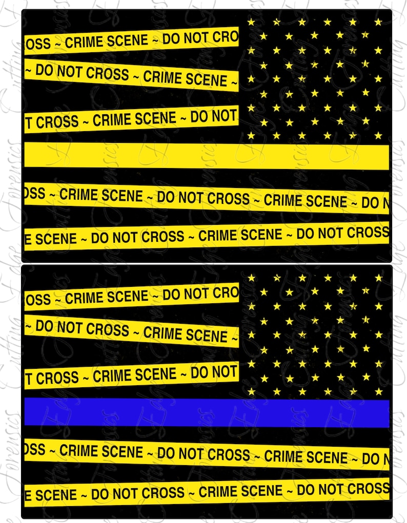 Crime Scene Flag – Thin Blue Line & Yellow Line (12 PNG Digital Files ...
