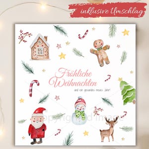 Christmas card with donation for a good cause – Watercolor card &quot;Merry Christmas&quot; | Self-painted motif | Made in Franconia | Greeting card | Postcard
