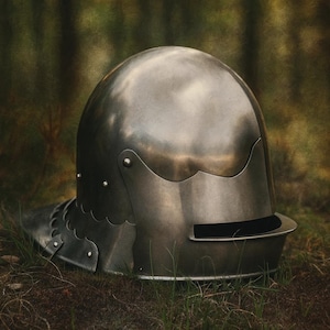 Gothic Sallet Helmet – Handmade Medieval Knight Helmet for Cosplay, LARP & Reenactment | Halloween Gift for Him Medieval Gift Medieval Decor