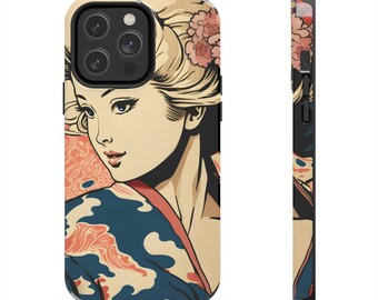 Geisha Americana Phone Case for iPhone 12/13/14, Case-Mate | Vintage Japanese Print | East Meets West in Chic Style!