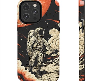 Humanity Mission to Mars Line Art Digital Design Print Tough Phone Case, Case-Mate | iPhone 12, iPhone 13, iPhone 14 | Birthday Gift