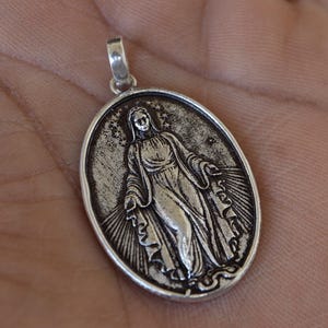 Handmade The Miraculous Medal Necklace - Personalized Silver Our Lady of Graces Pendant-Virgin Mary Pendant- Religious Christian Silver Gift