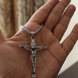 Handmade 925 Sterling Silver Crucifix Necklace – Jesus Christ Cross Pendant -Christian Religious Jewelry or Men & Women - Birthday Gift