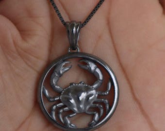 Handgemaakte Kanker Geoxideerd Zilver Mannen Charm Hanger Ketting-Kanker Sterrenbeeld Astrologie Sieraden Horoscoop Ketting Kanker Verjaardagscadeau