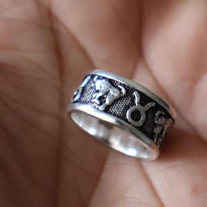 Taurus 925 Sterling Silver Zodiac Ring- Celestial Jewelry Personalized Horoscope Wedding Band Ring- Anniversary Birthday Gift for  Him