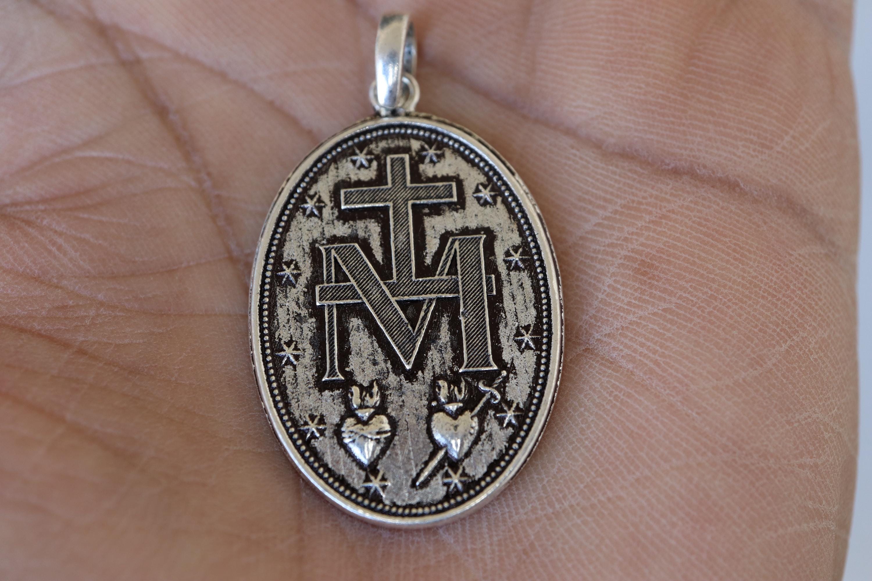 Handmade the Miraculous Medal Necklace - Personalized Silver Our Lady ...