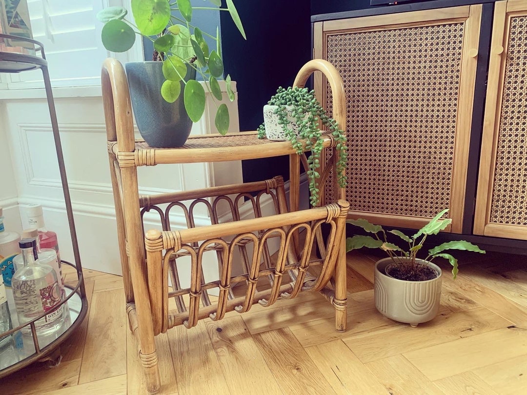 Bamboo Plant Stand Vintage Bamboo Magazine Rack Vintage Etsy