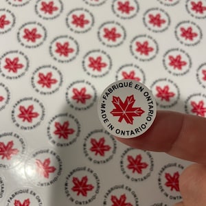 Autocollant Fabriqué en Ontario - Made in Ontario - Etiquettes personnalisées créations - cadeaux fait main- créations d’artiste - souvenirs