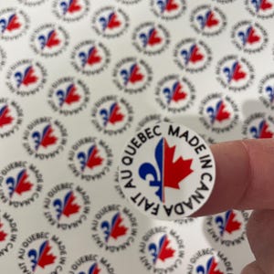 Autocollant Fait au Québec - Made in Canada - Etiquettes personnalisées créations - cadeaux fait main - créations d’artiste - souvenirs
