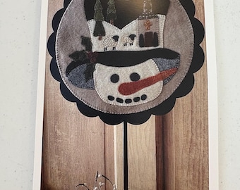 Wool Applique Kit for Circle Wall Hanging by Sew Cherished (Snowman Face and Hat)