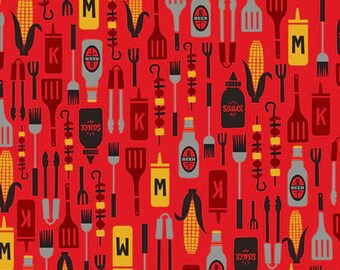 Fabric - 3-Yard Cut - Peace, Love and BBQ fabric by Henry Glass