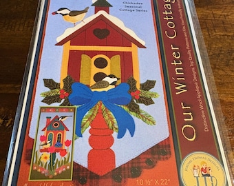 Wool Applique Pattern called Our Winter Cottage by Jerome Thomas Designs