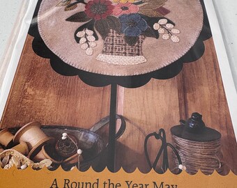 Wool Applique Kit for round wall hanging designed by Sew Cherished (floral)