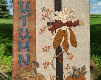Wool Kit - applique wall hanging called Welcome Autumn by The Woolen Needle