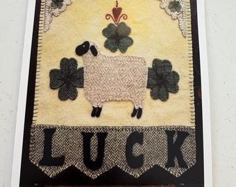 Wool Applique Kit - Wall Hanging designed by Sew Cherished (Sheep, Clover, Luck)