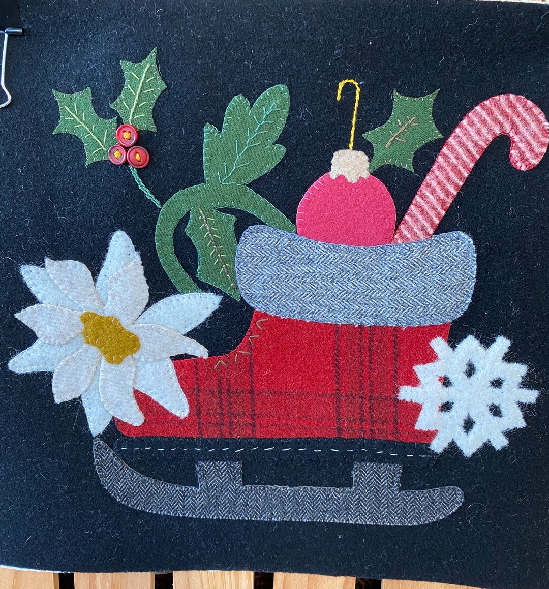 Holiday Skate Wool Applique Wall Hanging Kit by Buttermilk Basin Size