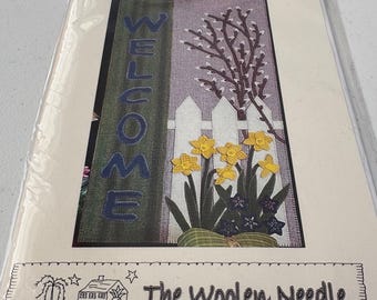 Wool Applique it called Welcome Spring for door greeter/wall hanging by Woolen Needle
