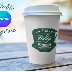 Anpassningsbar logotypmall för kafé (redigerbar i Canva)