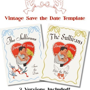 Vintage Valentine I Save the Date Einladungsvorlage | In Canva | bearbeiten Vintage Retro einladen