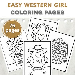 Bold Easy Western Girl Coloring Pages - Cute Western Animals - Cute Girl Accessories Coloring