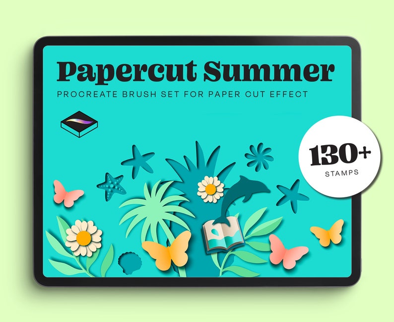 130 Summer Papercut Procreate Brush Stamps for Paper Cut - Etsy