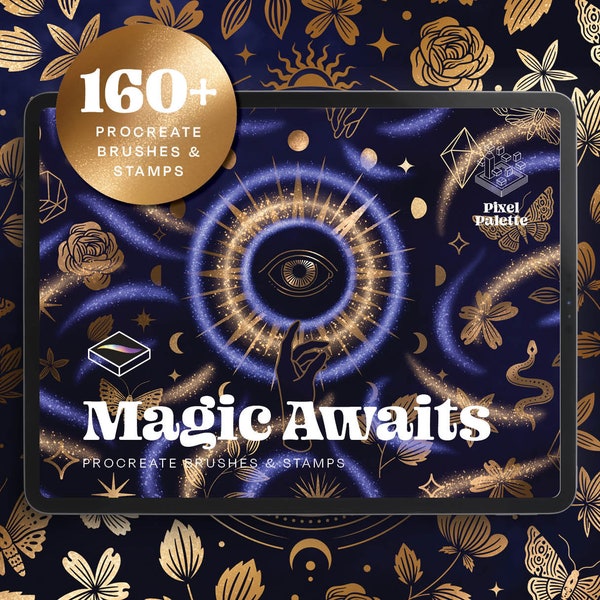 160+ Magical Procreate Brushes and Stamps | Enchanting Elements, Celestial Patterns, Mystical Textures - Perfect for Mystical Illustrations