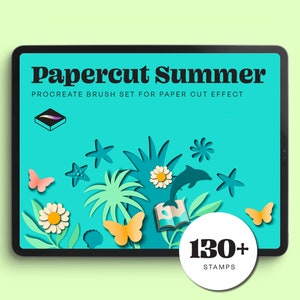 130+ Summer Papercut | Procreate Brush Stamps for Paper Cut Artistry | Summer Animals, Fruits and Flowers | Digital Download