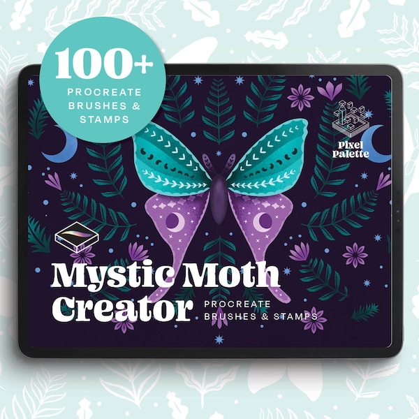 Mystic Moth Creator: 100+ Procreate-penselen en stempels | Op de natuur geïnspireerde ontwerpen, patronen, botanische elementen - voor het kunstenaarschap van motten