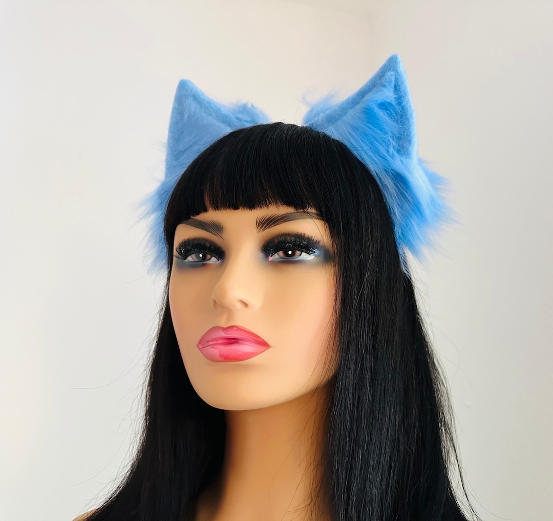 Sky Blue Cat Ears Kawaii Cat Ears Cat Costume Cat Tail Cat Etsy