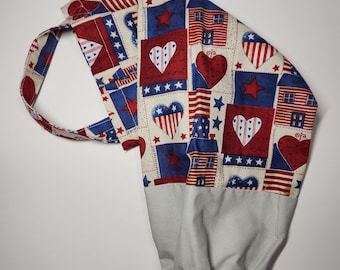Organizador de bolsas de tela de algodón: diseño patriótico de corazones, estrellas y banderas – Almacenamiento de cocina