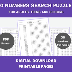 Numbers Word Search Puzzles for Adults Seniors Teens, Find Numbers Puzzles, Fun Printable Games for Entertainment, Intermediate Level Vol. 1