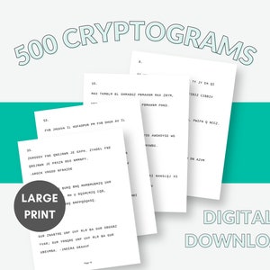 500 Printable Cryptogram puzzle with answers | Cryptoquote Printable Large Print, Inspirational and Motivational Quotes to Decipher
