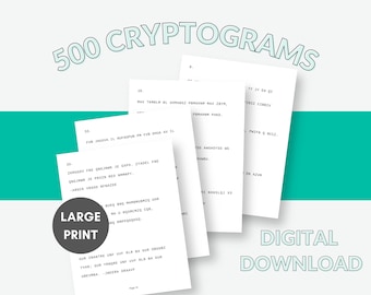 500 afdrukbare cryptogrampuzzel met antwoorden | Cryptoquote afdrukbare grote print, inspirerende en motiverende citaten om te ontcijferen