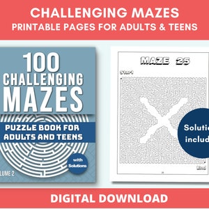 Hard Printable Mazes For Adults and Teens Volume 2 | 100 Difficult Mazes Activity Pages | Different Shapes of Mind-Bending Mazes Large Print