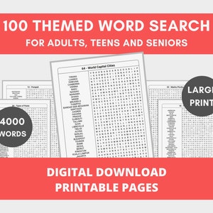 Hard Word Search Printable Adults - Large Print Word Search| 4000 Words Difficult Word Search Printable PDF