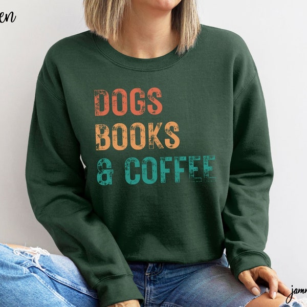 dogs books and coffee sweatshirt, cute dog mama sweater gift for coffee and book lover, bookworm dog mom shirt, fur mama doggy, dog owner