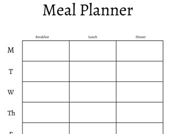 Weekly Meal Planner Digital Download Printable Weekly Meal Planner Meal ...