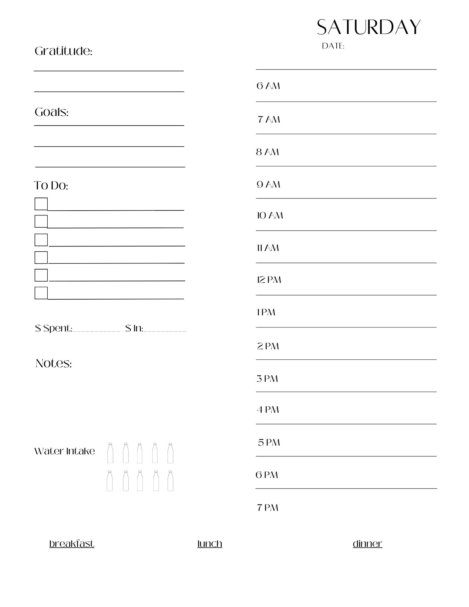 Undated 7 Day Week Planner Printable - Etsy