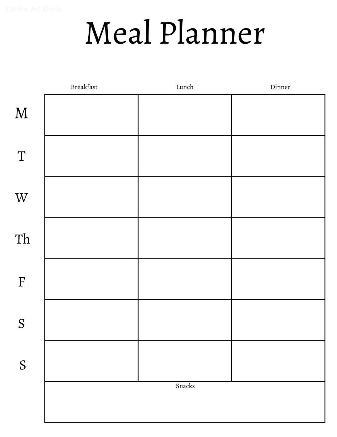 Basic Weekly Meal Planner and Grocery List-printable - Etsy