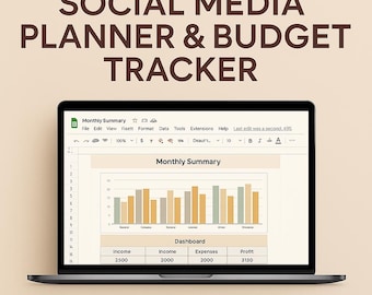 Planificateur de médias sociaux et suivi du budget pour les petites entreprises | Feuilles Google + modèle Excel par Taktech.