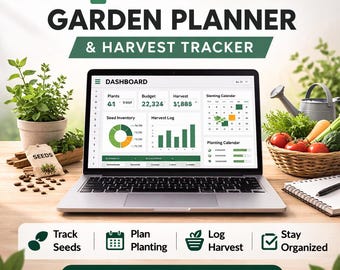 Agenda de jardin Google Sheets | Inventaire des semences, budget, journal des récoltes (téléchargement numérique)