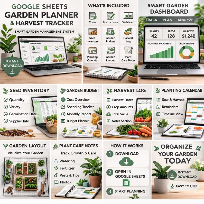 Google Sheets Garden Planner | Seed Inventory, Budget, Harvest Log ...