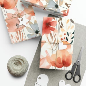 Minimalist Watercolor Pastel Flower Wrapping Paper