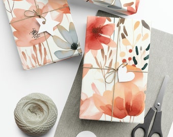 Minimalist Watercolor Pastel Flower Wrapping Paper