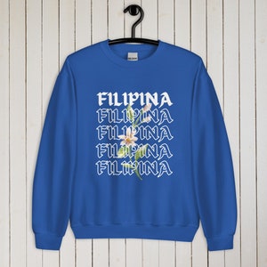 Filipino Shirt, Pinay Shirt, Filipino Wife Gift, Pinay, Sweatshirt with Sampaguita Design, Philippines Shirts, Lola Gifts, Filipina, Pinoy