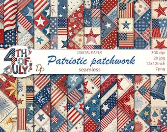 Breite 4.Juli Patchwork-Papiere zum ausdrucken, Scrapbooking, druckbare Papiere, zum ausdrucken, Set 474