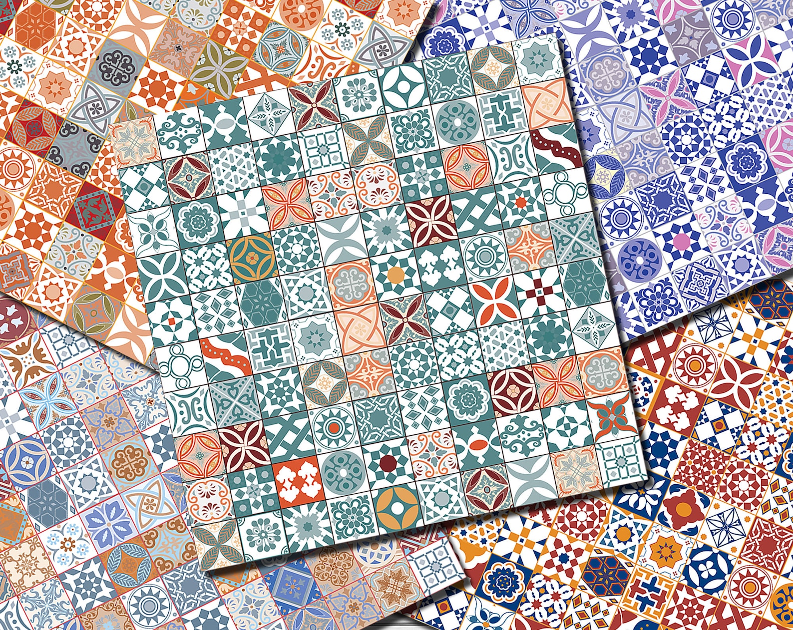 Digital Moroccan Tiles Ethnic Seamless Paper Pack, 20 Printable ...
