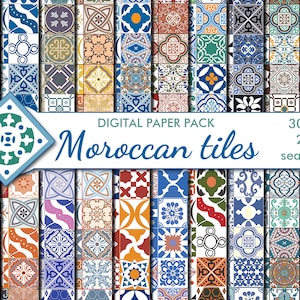 Piastrelle marocchine digitali Ethnic Seamless Paper Pack, 20 carte Scrapbooking stampabili, marocco Digital Collage, Download istantaneo, set 205